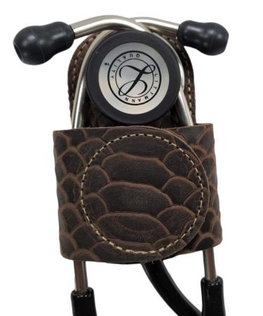 Stethoscope Holder pro with Clip Handmade in USA Genuine Leather .Perfect for Physicians Nurses EMT Medical Nursing Student (Real Piton)