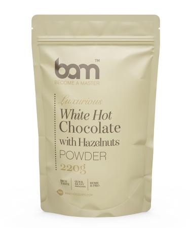 BAM Luxurious White Hot Chocolate With hazelnuts Powder Drink Mix 220 g 7 Servings