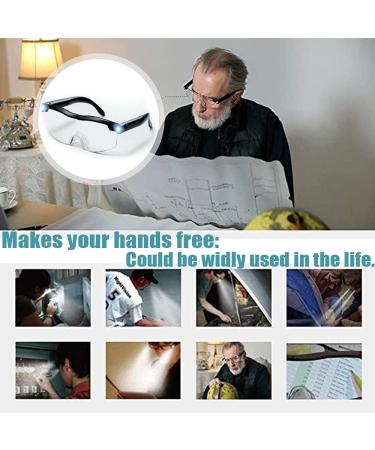 Magnifying Glasses with LED Light Big Zoom Vision Reading Glasses Eyewear Rechargeable 160% Magnification Eyeglasses Hands Free for Reading Hobbies and Close Work Black - Buy Online on SooperMarket.com