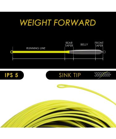 SF Sinking Tip Fly Fishing Line WF9F/S-100FT-5IPS Yellow&Black Freshwater - Buy Online on SooperMarket.com