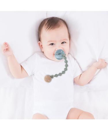 Meanus Silicone Pacifier Chain - 2-in-1 Holder & Biting Ring for Babies | BPA Free 2 Pack (Sand + Light Gray) - Buy Online on SooperMarket.com