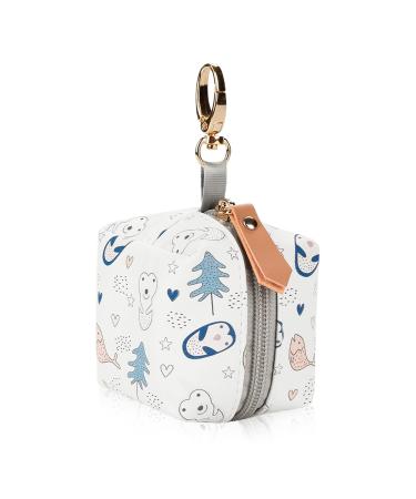 Pacifier Case Bag - Pacifier Holder with Clip for Diaper Bag Stroller Purse Holds 2 Pacifiers Outdoor Travel Penguin