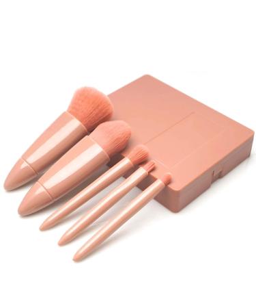 MJ JOMAY Mini Makeup Brush Set with Mirror - Professional Travel Set for Face, Eyebrow, Blush, and Lip Gloss - Pink - Buy Online on SooperMarket.com