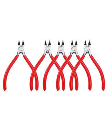 HAUTMEC 5" Precise Small Flush Cutting of Engineer Wire Cutter Plier 5PCS with Location Pin for Fine Shearing Perfect for Circuit Board Cutting Electronic Components HT0327-5PC