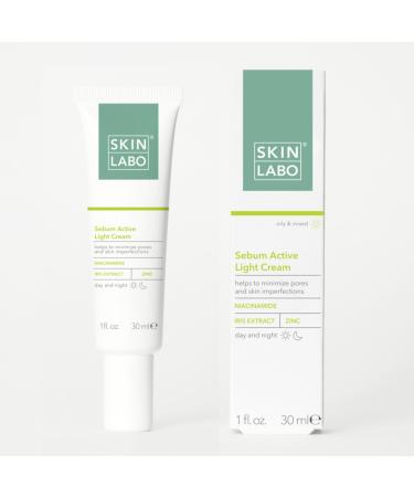 SkinLabo Sebum-Regulating Active Cream Limits Appearance of Blemishes Minimizes Pores with Niacinamide and Iris Extract - 30 ml New Version