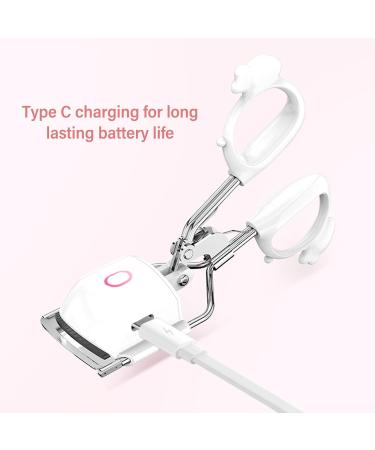 Heated Lash Curler with 2 Speed Temperature Control Long Lasting Curling Metal Ironing Fast Charging Electric Eyelash Curlers (White) - Buy Online on SooperMarket.com
