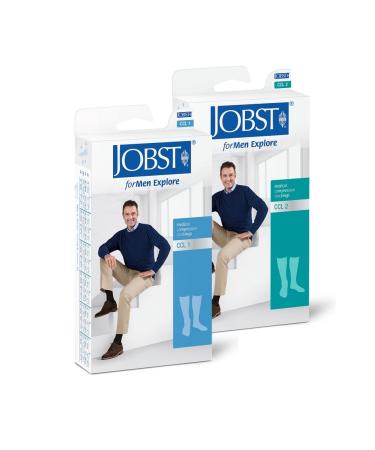 Jobst forms Explore - Men's compression stockings knee socks |KKL2 |Regular |Navy |I |Travel socks |Commercial socks |With cotton and integrated carbon fibers