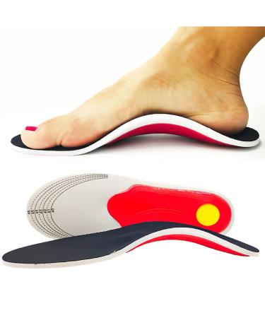 Plantar Fasciitis Relief Arch Support Shoe Inserts Insoles for Flat Feet for Men & Women Orthotic Feet Heel Pain Shock Absorption Comfortable Insoles Small EU 35-40 White