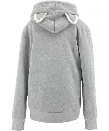Women Cute Cat Ear Hoodies Pet Carrier Sweatershirt Puppy Kitten Pouch Jumper Long Sleeve Pullover Tops XL White - Buy Online on SooperMarket.com