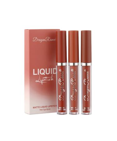 YUECI 3PCS Matte Liquid Lipstift-Make-Up Set Farbech Moisturizing Lipstick Lipstick Lipstift Lipstick Lipstick Matte Multi-Color Matt Lip Gloss Lipstick 1 ml (1 Pack) # 01