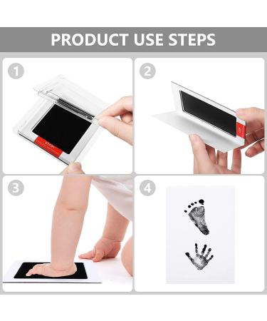 Baby Inkless Handprint and Footprint Pet Paw Print Kit 6 Black Handprint Ink Pads Hand and Foot Stamp with 12 Imprint Cards for Family Baby Keepsake Gift - Buy Online on SooperMarket.com