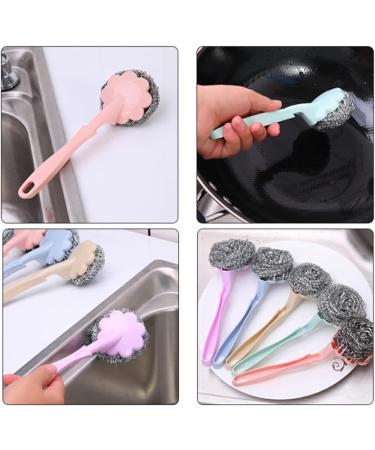 kesurpae ABS Steel Wire Cleaning Brush Portable Long Handle Washable Reusable Household Kitchen Cooking Bench Plate Brushes Purple - Buy Online on SooperMarket.com