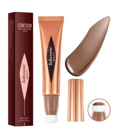 Liquid Contour Beauty Wand with Soft Cushion Applicator Long Lasting Waterproof Matte Face Contour Contouring Makeup Stick Super Smooth Texture Natural Matte Finish 0.5oz (Dark Brown #05)
