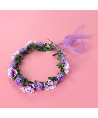 KALLORY Purple Flower Crown Headband for Bridesmaids & Flower Girls - Buy Online on SooperMarket.com