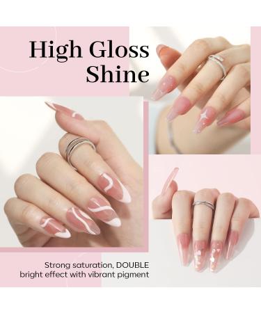 Modelones Gel Nail Polish 15ml Sheer Dusty Rose - Transparent Jelly Nude Pink Champagne Color - Soak Off LED Salon DIY Manicure Kit for Women Girls - Buy Online on SooperMarket.com