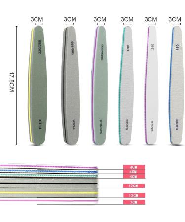Professional Nail File Set Double Sided Grit 100/150/180/220/240/280/1000/4000 Buffer Emery Board Manicure Tools For Nail Grooming and Styling Acrylic Gel Nail Buffer File Block Nail Polisher 6 Pcs - Buy Online on SooperMarket.com