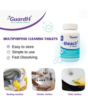 GuardH Bleach Tablets - 40 ct Laundry & Multipurpose Cleaning | Liquid Bleach Alternative for Kitchen, Bathroom, & Toilet - Buy Online on SooperMarket.com