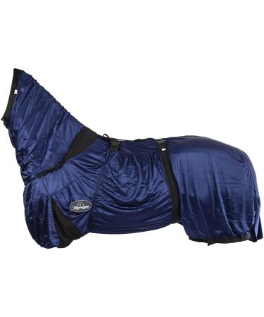 Marengos Eczema Ceiling Horse Blanket 125cm | Neck & Abdomen Protection | Insect-Resistant Fine-Meshed Fabric | Night Blue Outdoor Blanket with Double Front Closure - Buy Online on SooperMarket.com