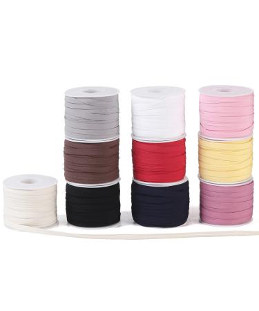 Bias Tape Double Fold 1/4 inch Double Fold Bias Binding Tape 18 Yards Per Roll for Crafts Sewing Seaming Hemming Piping Quilting (10 Colors Per Pack) 10 colors 180 Yards