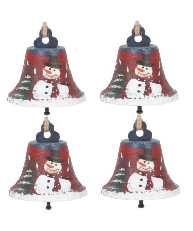 Abaodam 4 pieces of bell pendants from wrought iron Christmas tree hanging bells Christmas snowy tree decor Christmas tree bell living culture older wardrobes American style 7x7cmx4pcs as shown x 4 pieces