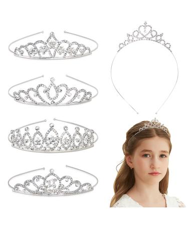 FHDUSRYO 6Pcs Girls Crystal Tiara Crown  Princess Silver Rhinestone Tiara  Bride Crown Headband Hair Accessories for Women Birthday Wedding Prom Costume Party Pageant