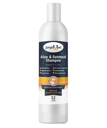 Jungle Pet Aloe Oatmeal Shampoo for Dogs - Sensitive Skin Dog Shampoo Oatmeal - Natural Dog Shampoo Sensitive Skin - Hypoallergenic Pina Colada Dog Oatmeal Shampoo 12 oz