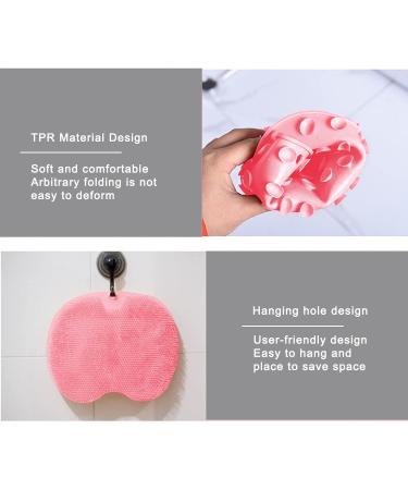 Silicone Shower Brush with Suction Cup | Exfoliating Body Scrubber for Shower | Long Bristles for Wet/Dry Brushing | Pink | 30x25cm - Buy Online on SooperMarket.com