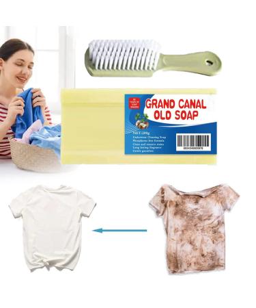200G Grand Canal Soap- Underwear Cleaning Soap Powerful Stain Remover Laundry Soap Long-Lasting Fragrance Suitable for All Clothing Gentle Without Hurting Hands (1Pcs- With Box+Brush)
