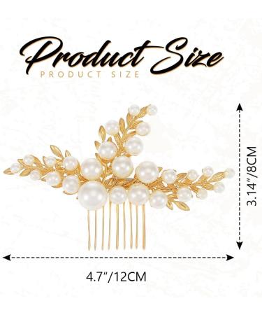 Handcess Bridal Wedding Hair Comb Gold Pearls Hairpiece Leaf Bridal Side Combs Wedding Hair Accessories for Women and Girls - Buy Online on SooperMarket.com