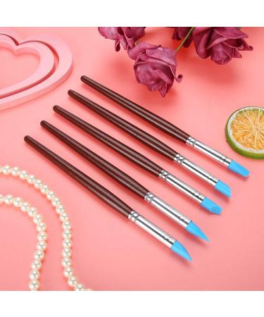 5pcs Dental Silicone Pen Set - Wooden Handle Blue Head Modeling Tools for Tooth & Manicure - International Shipping Available - Buy Online on SooperMarket.com