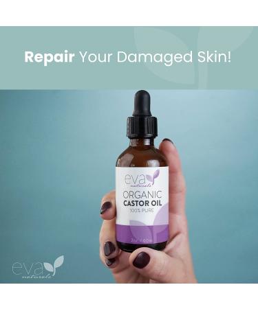 Eva Naturals Organic Castor Oil (60ml) - Promotes Hair, Eyebrow, and Eyelash Growth | Diminishes Wrinkles | Hydrates Skin | 100% Pure Cold Pressed - 2 Fl Oz - Buy Online on SooperMarket.com