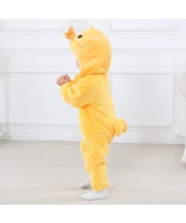 COOKY.D Baby Hooded Rompers | Winter Flannel Jumpsuit Pajamas | 24-30 Months | Duck Design - Buy Online on SooperMarket.com