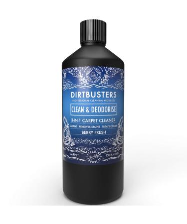 Dirtbusters Carpet Cleaner Shampoo Solution Clean & Deodorise 3-in-1 Cleaning Stain Remove & Odour Treatment Berry Fresh (1L)