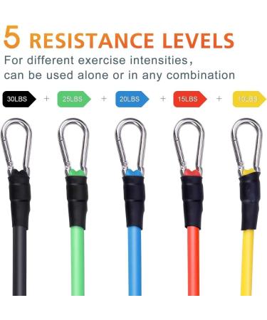 5pcs Resistance Bands Set with Handles | 150LBS Strength Training Tubes for Men and Women | Home Workout Equipment - Buy Online on SooperMarket.com
