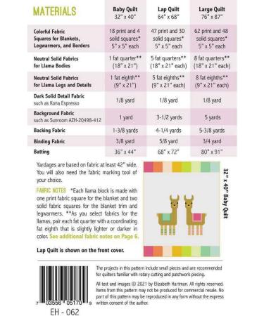 Elizabeth Hartman Little Llamas Pattern - Adorable Quilt Design - Buy Online on SooperMarket.com