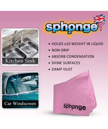 SPH2ONGE Super Absorbent Cloth (Pink) | Multi-Purpose | Designed to Hold x10 Its Weight in Liquid | Re-usable | Perfect All Around Your Home | Effective on Every Surface | Drip-Free and Durable Pink Cloth Sponge - Buy Online on SooperMarket.com
