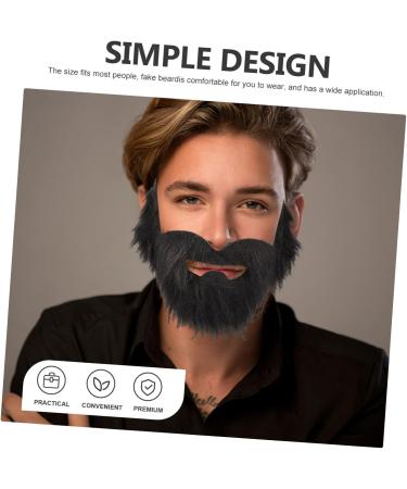 2pcs Fake Beard Party Supplies for Adults Halloween Decor Prom Decor Old Man Stick-on Mustache Fake Beard Costume Halloween - Buy Online on SooperMarket.com