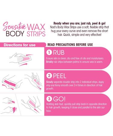 Nads Body Wax Strips for Sensitive Skin - Hypoallergenic Hair Removal Kit | Includes 28 Strips & 2 Calming Oil Wipes - Buy Online on SooperMarket.com