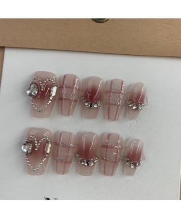 Manual phototherapy wearing nail pattern Sweetheart powder blusher love hand-painted nail pattern nail paste wearing nail (Color : A Size : M) - Buy Online on SooperMarket.com
