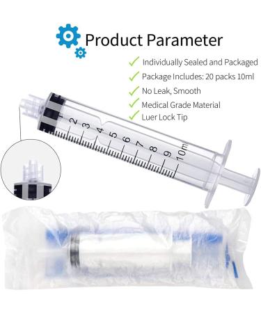 10ml Luer Lock Syringe 20-Pack - Plastic Syringes with Luer Lock Tip, Sterile Sealed, No Needle - 10ML (20 count - Buy Online on SooperMarket.com