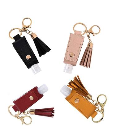 Puerhuaci travel bottles Set Travel Bottles 4 pieces plastic bottle Perfume bottle 30ml vials for cosmetics Transparent Portable squeezing bottle with keychain bottles transparent