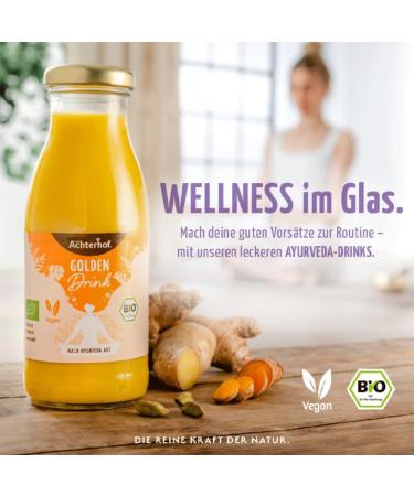 Golden Drink Bio - 6 Juice Shots with Turmeric Ginger & Ayurvedic Herbs | 250ml Bottles | International Shipping Available - Buy Online on SooperMarket.com