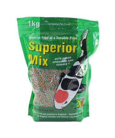 Kockney Koi Superior Mix Pond Fish Food 4mm 1kg Bag 1 kg (Pack of 1)