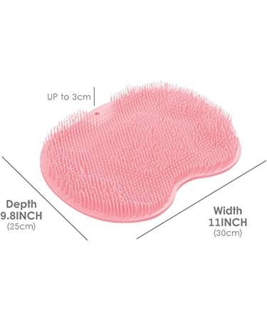 Silicone Shower Brush with Suction Cup | Exfoliating Body Scrubber for Shower | Long Bristles for Wet/Dry Brushing | Pink | 30x25cm - Buy Online on SooperMarket.com