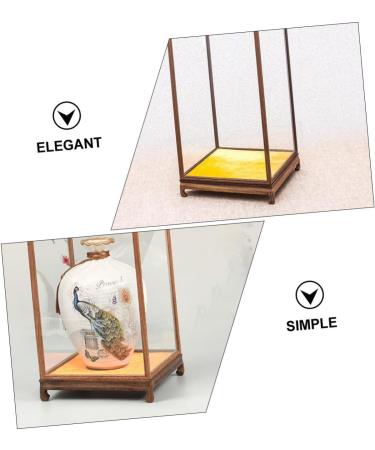 ORFOFE Box Wood Carving Glass Cover clear display stand buddha display stand Display Accessory toy shelf 17x12cm Assorted Color - Buy Online on SooperMarket.com