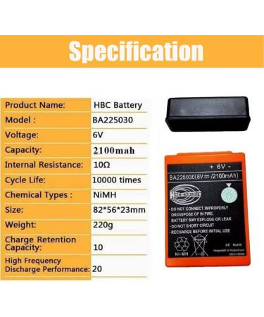 6V 2100mAh Ni-Mh BA225030 Rechargeable Battery for HBC Radiomatic | International Shipping Available - Buy Online on SooperMarket.com