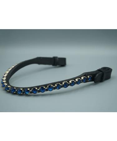 Generous head straps with quick lock and 10mm stone horse Horse brow band (warm blood 43 cm dark blue) Warmblood 43 cm dark blue