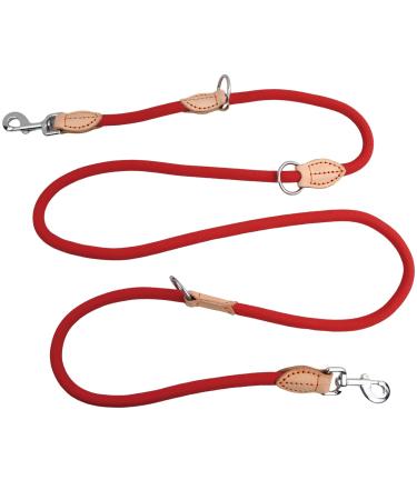 2m dog leash with 2 carabiners nylon double liners robust training lines drag line portable dogs duplicate linen adjustable practice lines permanent for small medium -sized and large dogs (red)