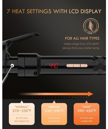 Hair Waver 3 Barrel Curling Iron | Ceramic Tourmaline Hair Crimper with Digital Display & Dual Voltage - International Shipping Available - Buy Online on SooperMarket.com