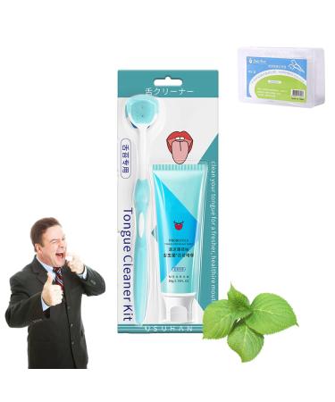 Oral Hygiene Brush & Tongue Cleansing Gel Probiotic Tongue Cleaning Gel Set Tongue Scraper Precise Cleaning Brush Kit Tongue Cleaning Gel with Cleaner Brush Maintain Oral Health (1PCS Mint)